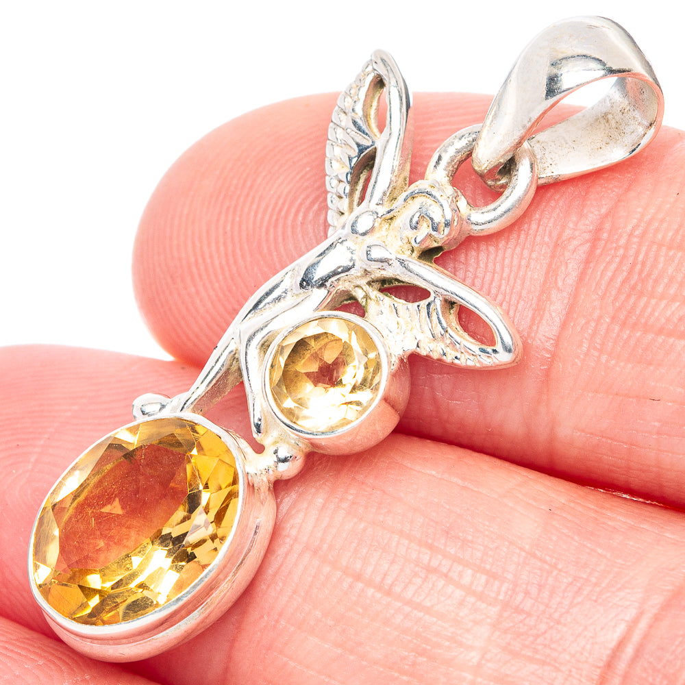 Faceted Citrine Fairy Pendant 1 3/8" (925 Sterling Silver) P41149