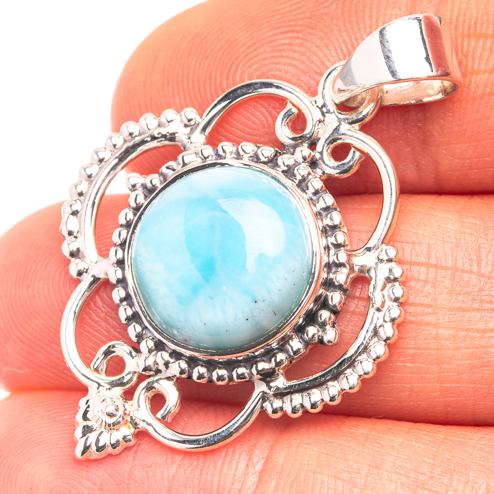 Premium Rare Larimar Pendant 1 1/2" (925 Sterling Silver) P38796