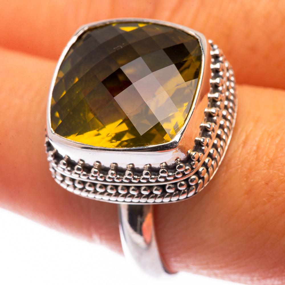 Olive Quartz Ring Size 9 (925 Sterling Silver) R141101