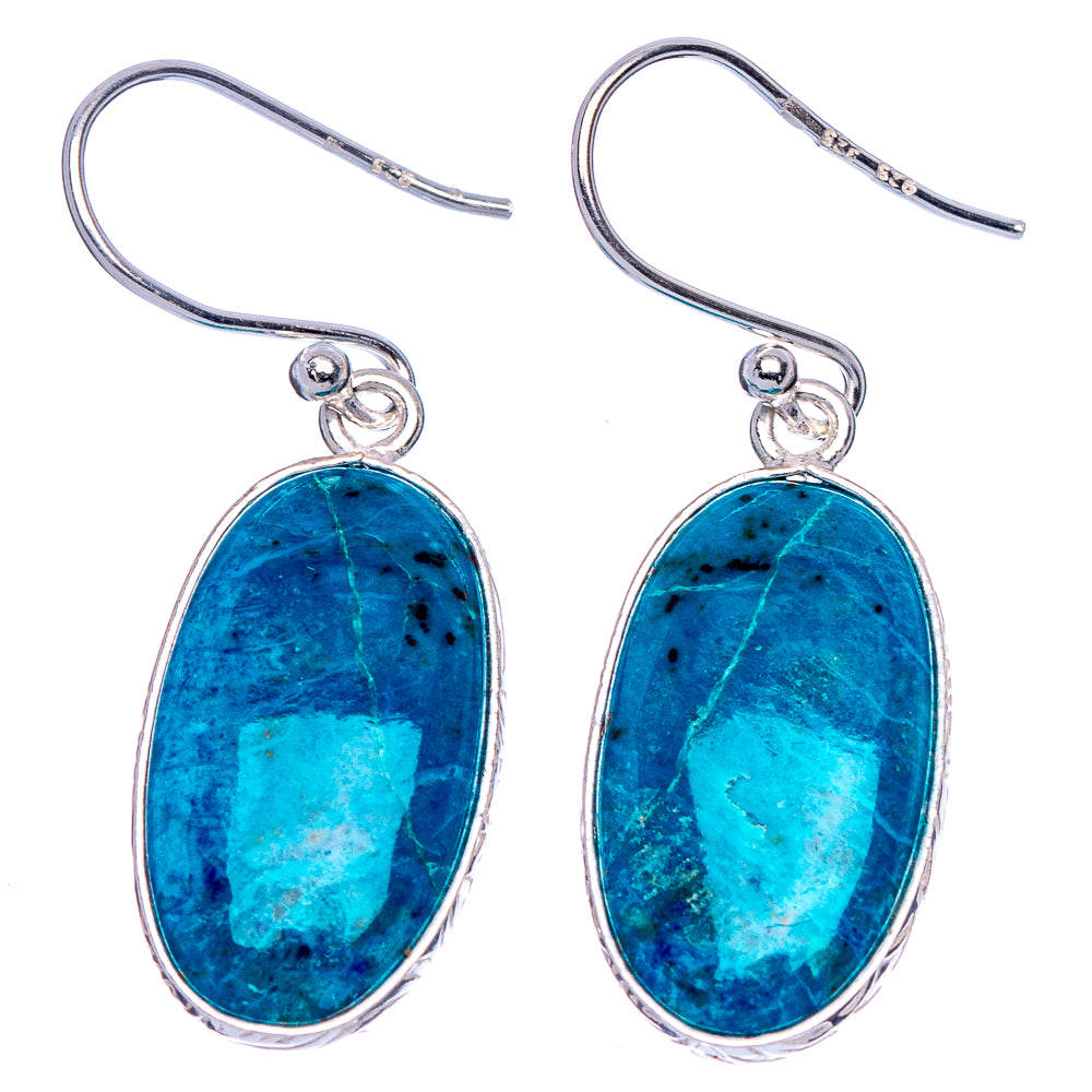 Shattuckite Earrings 1 3/8" (925 Sterling Silver) E1739