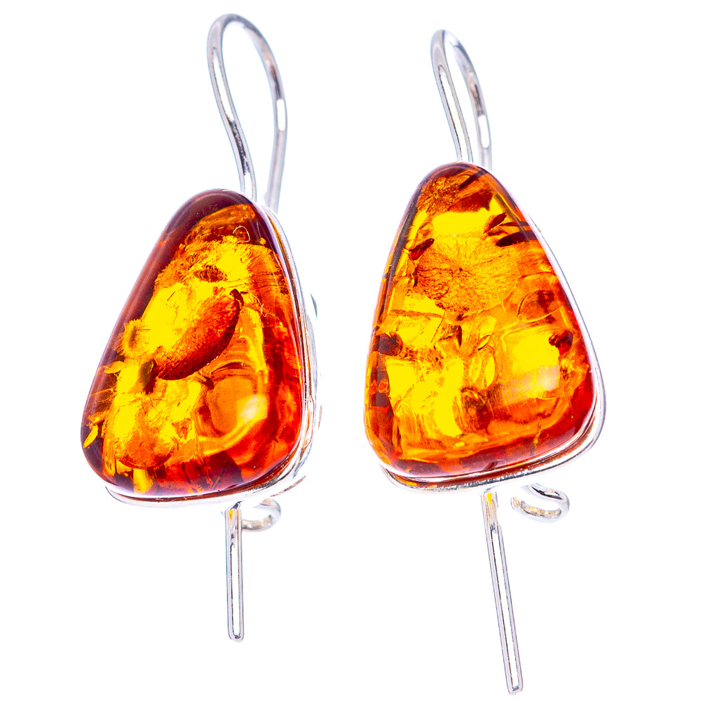 Baltic Amber Earrings 1 1/8" (.925 Sterling Silver)