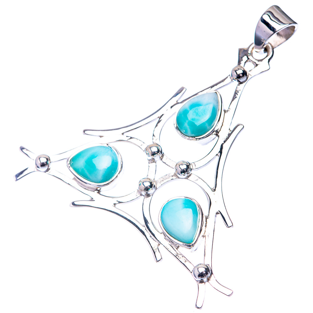 Premium Signature Rare Larimar Pendant 1 3/4" (925 Sterling Silver) P38795