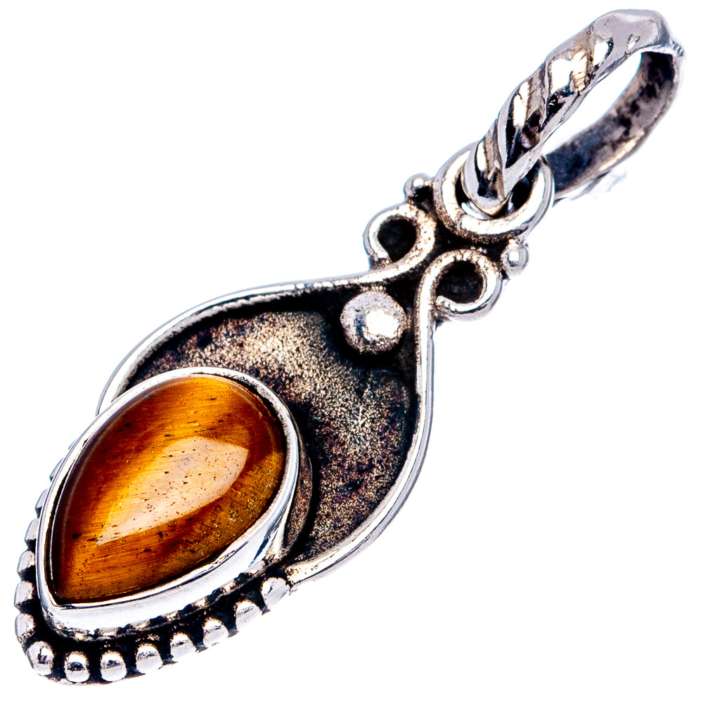 Tiger's Eye Dainty Pendant 1 1/8" (.925 Sterling Silver)