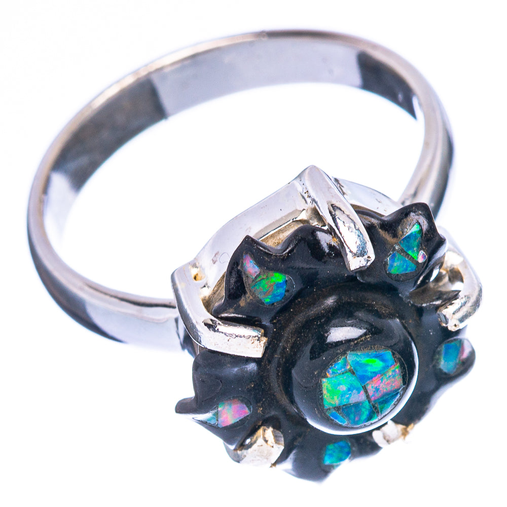 Black Onyx Opal Flower 925 Sterling Silver Ring Size 7 Ana Co R2486