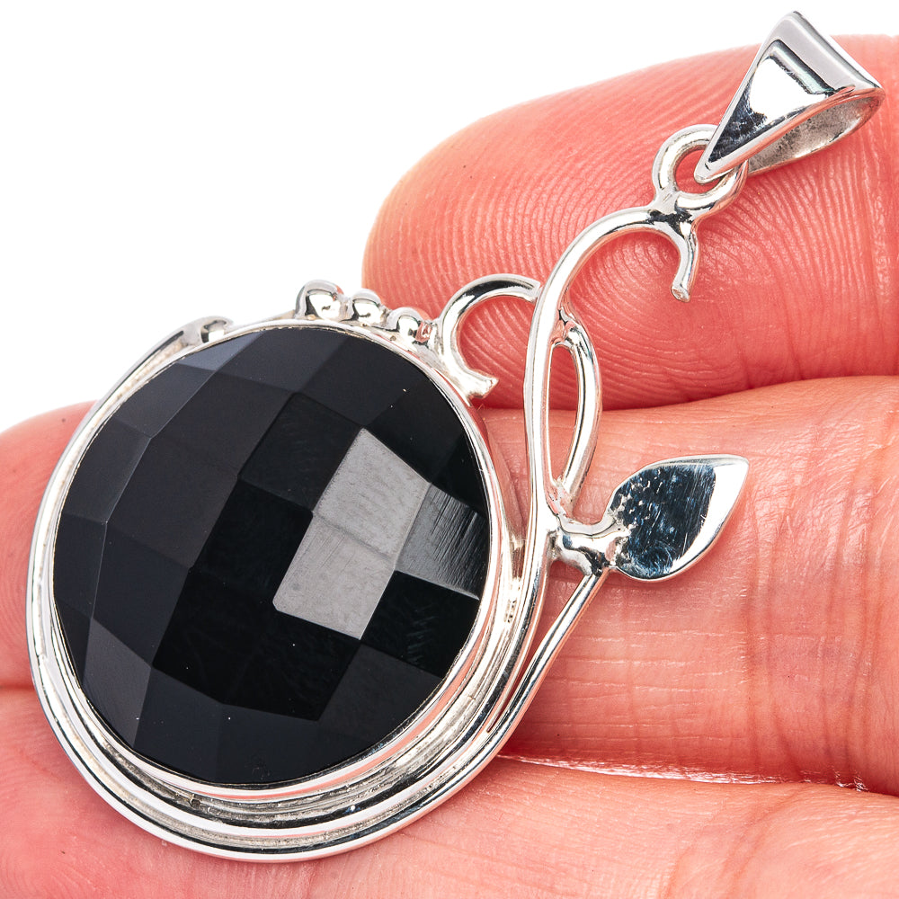 Premium Black Onyx Pendant 1 3/4" (925 Sterling Silver) P41856