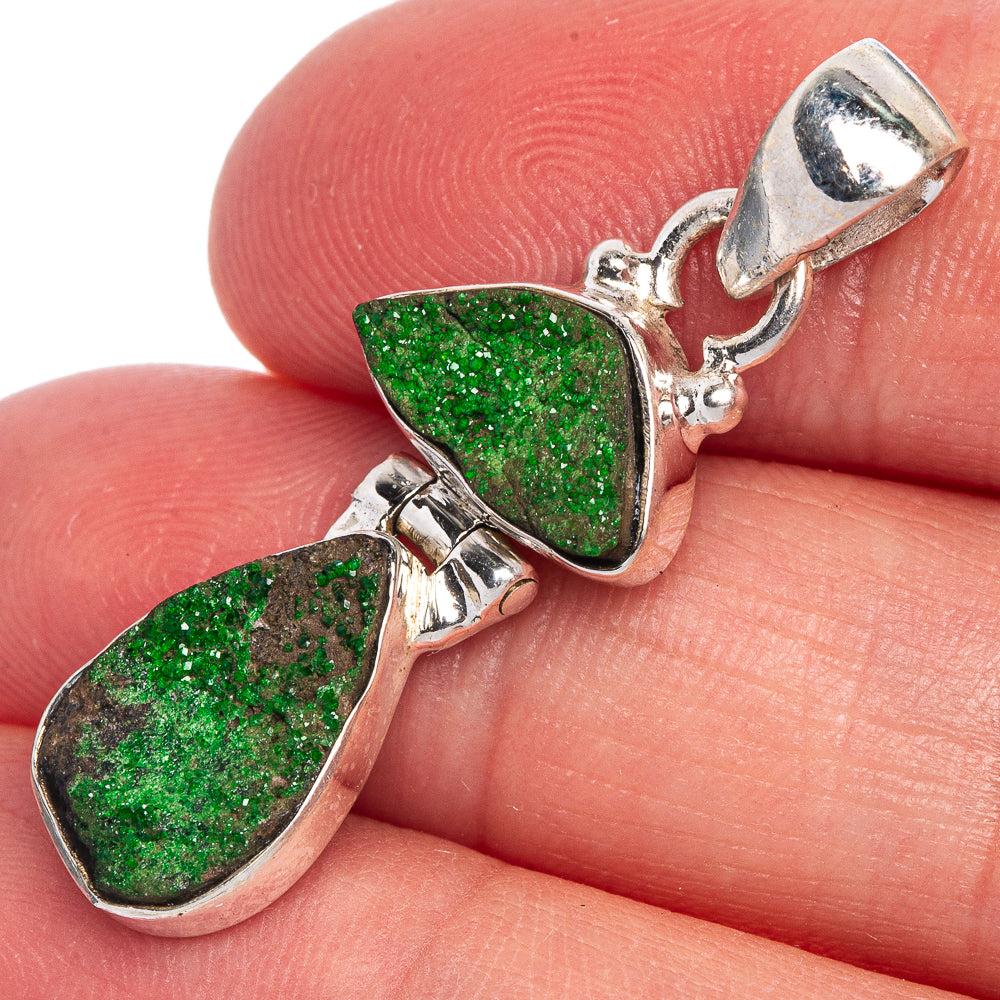 Rare Uvarovite Garnet Pendant 1 3/8" (925 Sterling Silver) P40639