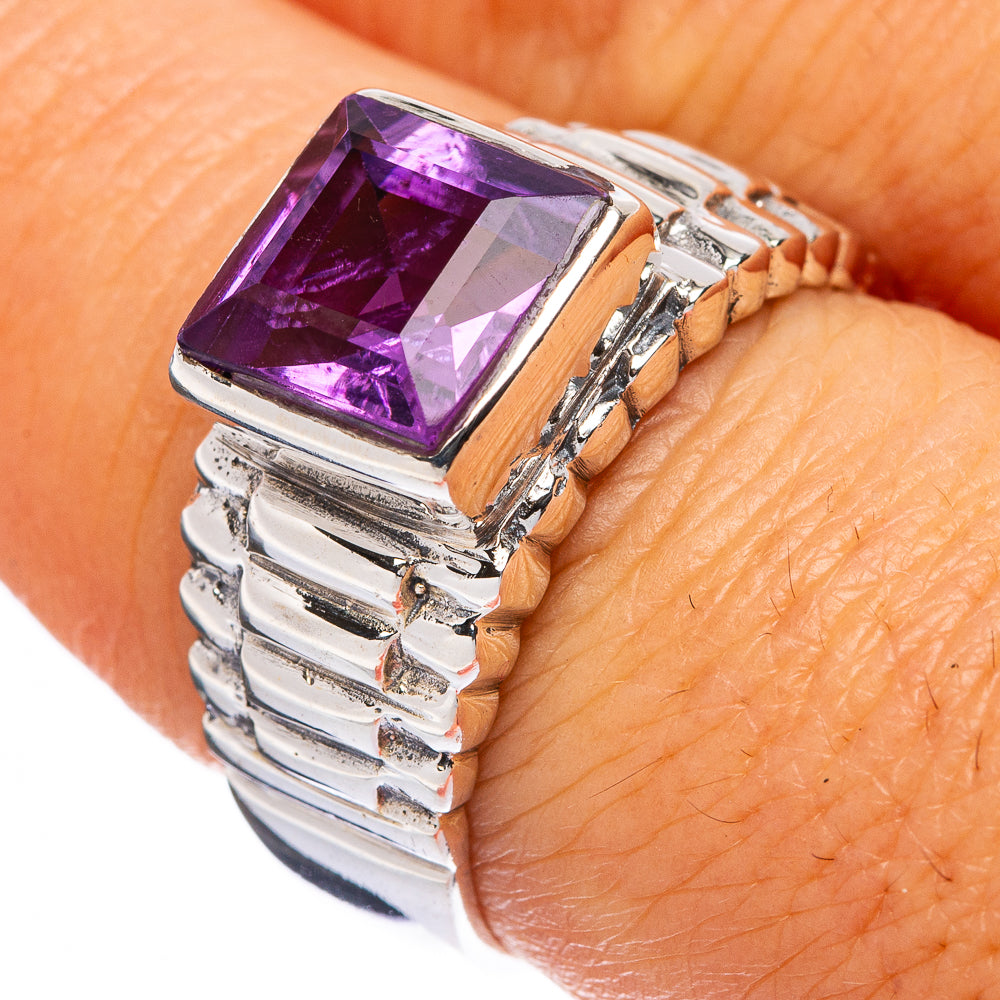 Faceted Amethyst Ring Size 7.75 (925 Sterling Silver) R146153