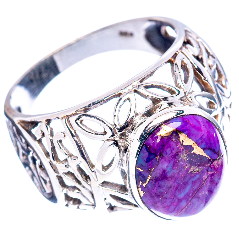 Purple Copper Turquoise Filigree Style Ring Size 8 (.925 Sterling Silver)