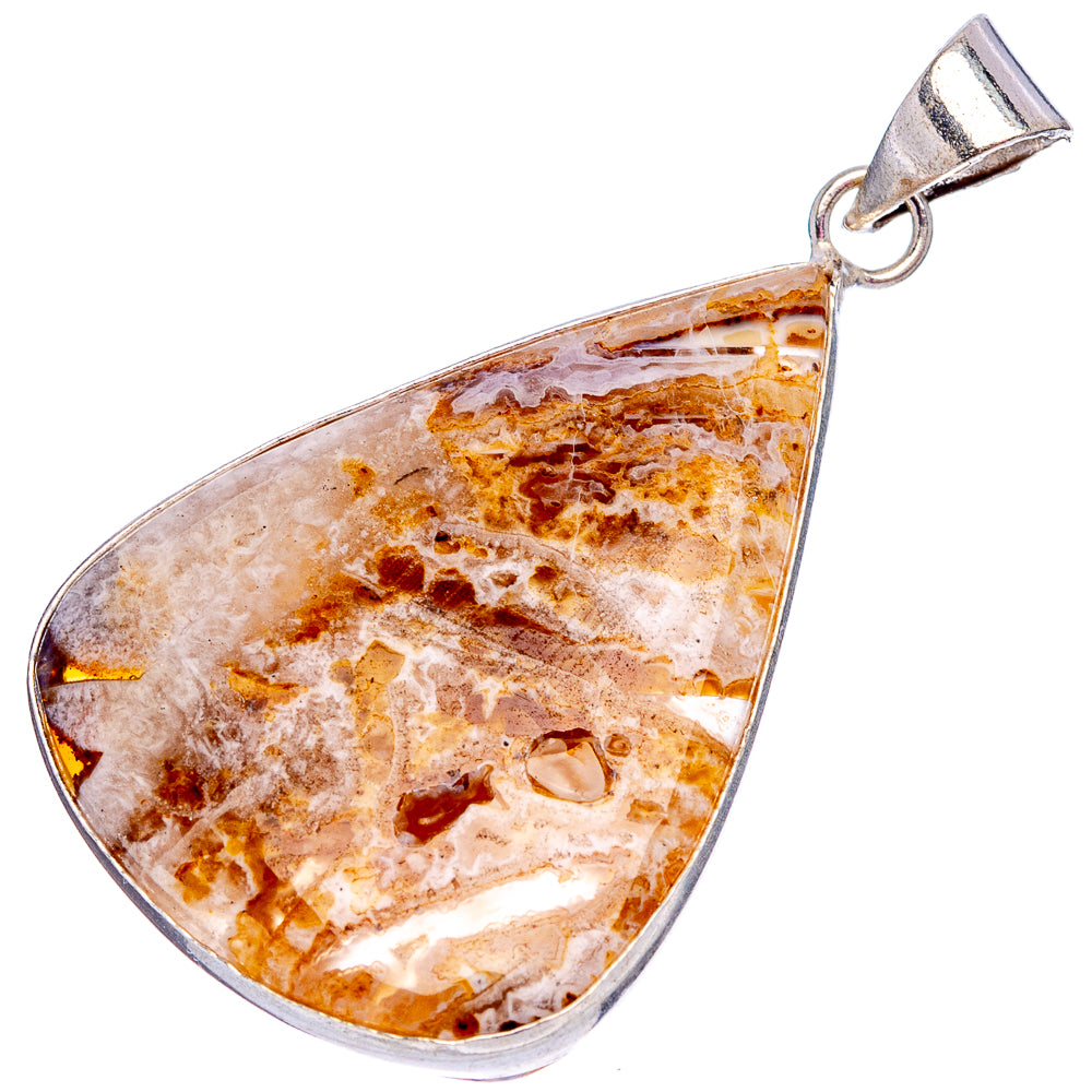 Laguna Lace Agate Pendant 1 7/8" (Silver Plated)