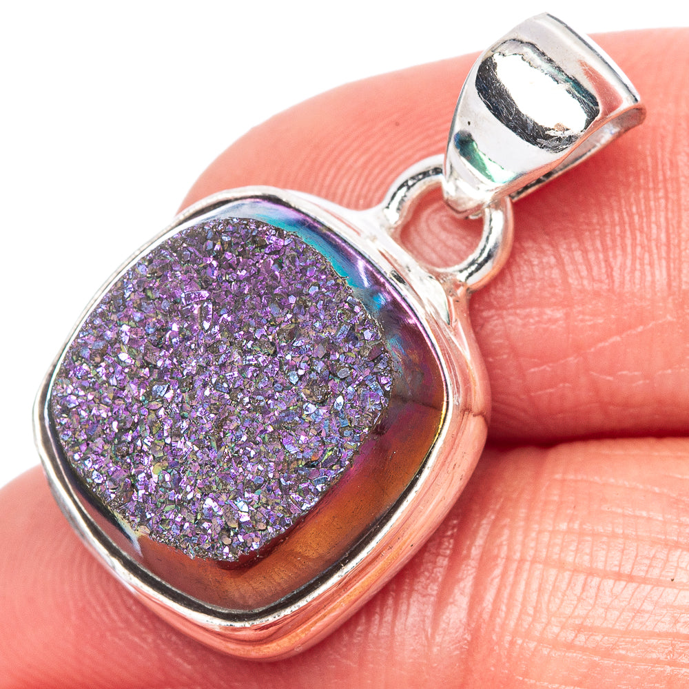 Titanium Druzy Pendant 1" (925 Sterling Silver) P42442