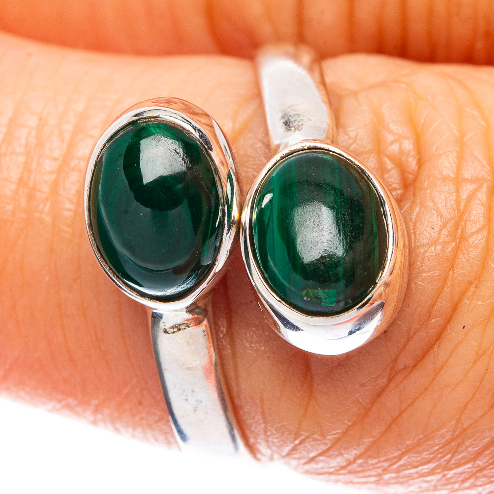 Malachite Dainty Ring Size 7 Adjustable (925 Sterling Silver) R5126