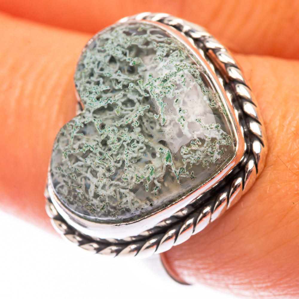 Green Moss Agate 925 Sterling Silver Ring Size 8 (925 Sterling Silver) RING140348
