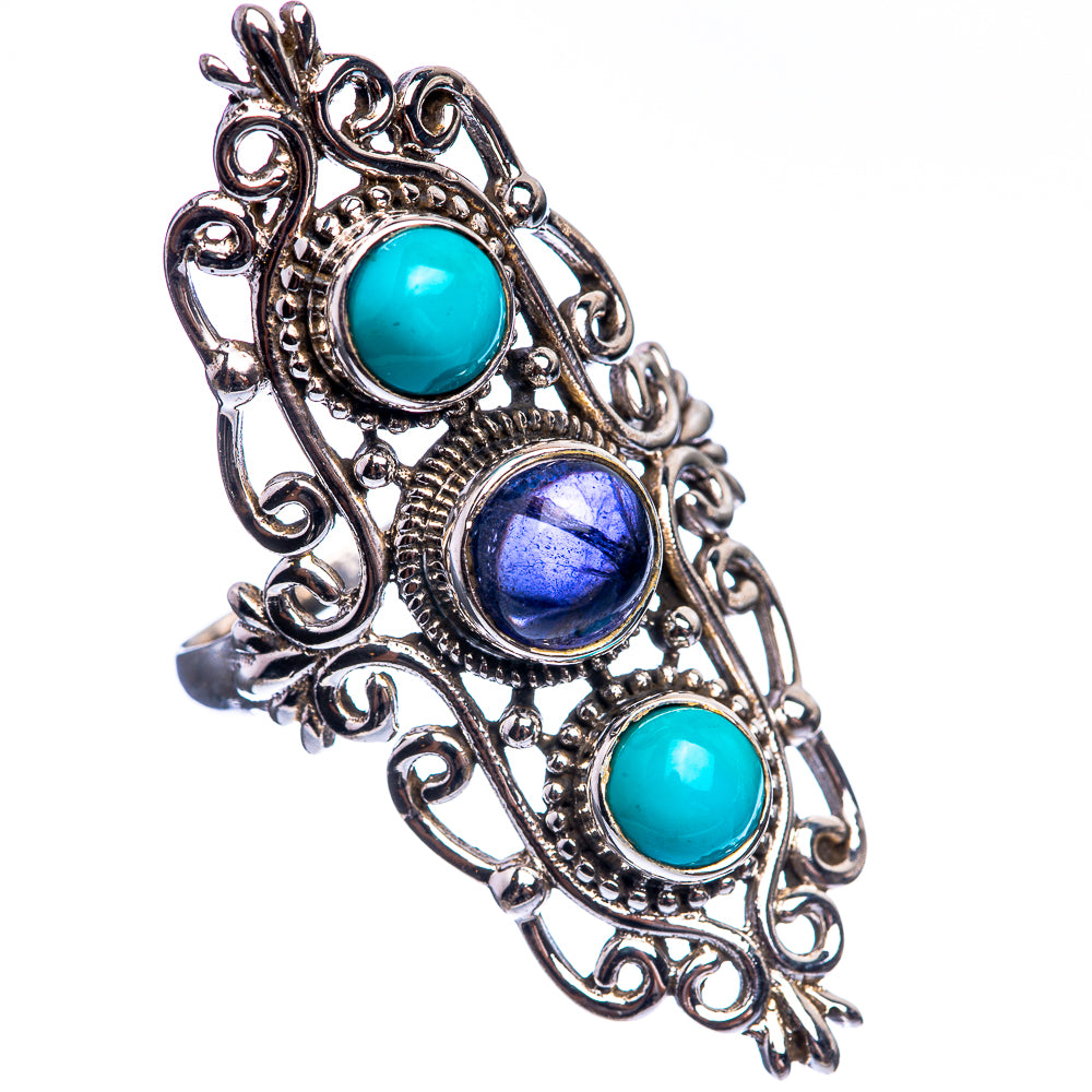 Large Tanzanite, Sleeping Beauty Turquoise 925 Sterling Silver Ring Size 9.75