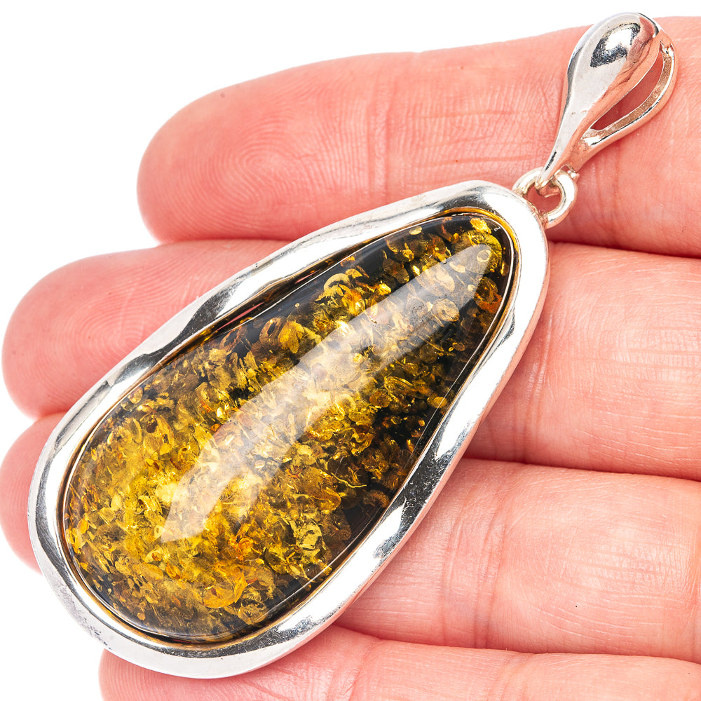 Anasilvercos Baltic Amber Pendant 2 1/2" (925 Sterlnig Silver)
