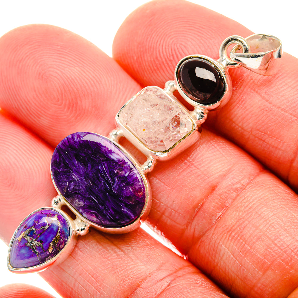 Charoite, Amethyst, Purple Copper Composite Turquoise Pendant 2 1/4" (925 Sterling Silver) PD38268