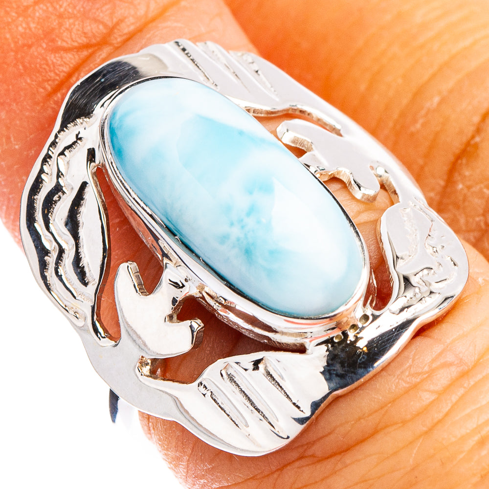 Premium Larimar Ring Size 6 (.925 Sterling Silver)