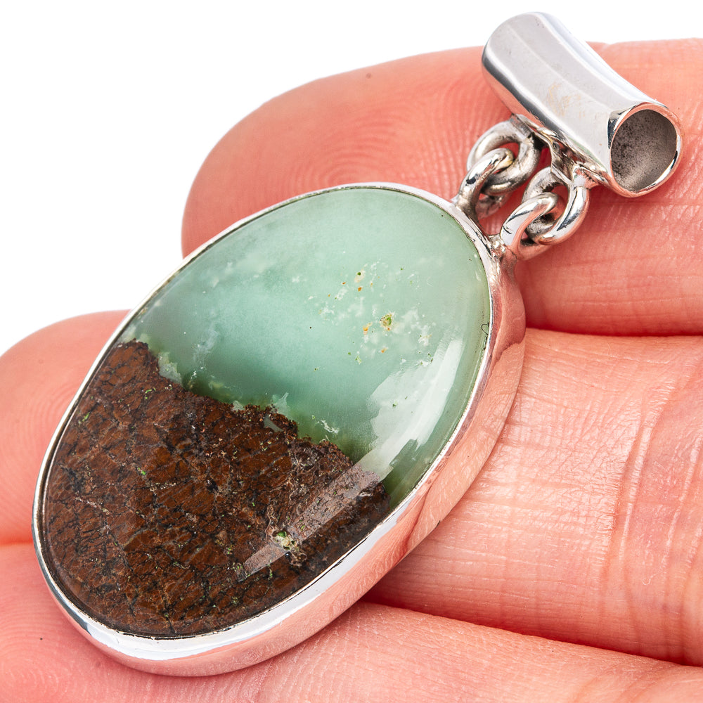 Chrysoprase Pendant 1 5/8" (925 Sterling Silver) P41436