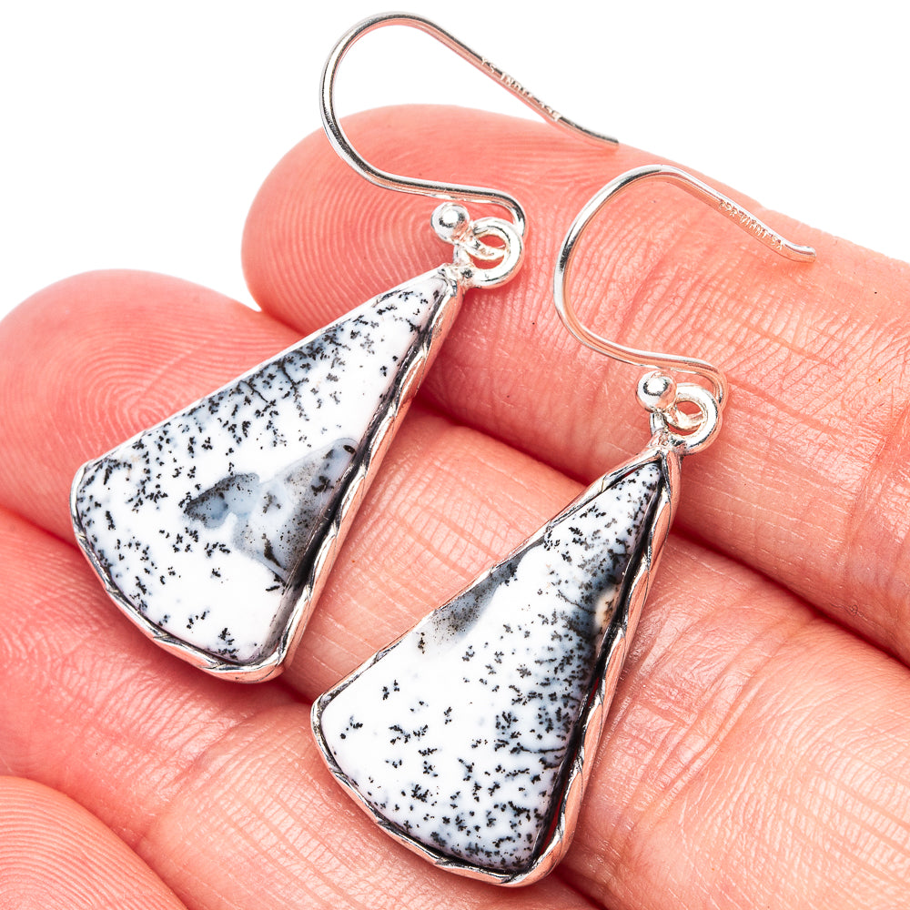 Dendritic Opal 925 Sterling Silver Earrings 1 1/2" (925 Sterling Silver) E1968