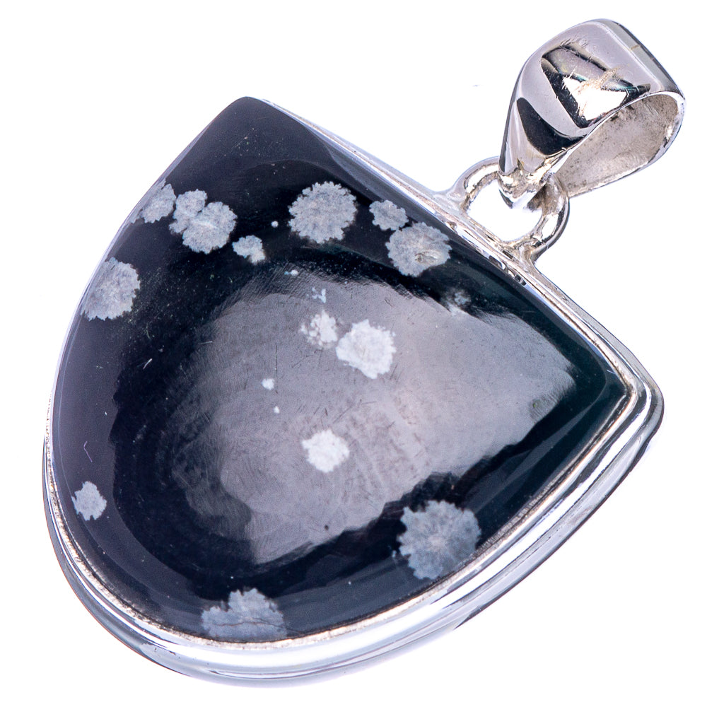 Snowflake Obsidian Pendant 1 3/8" (925 Sterling Silver) P40964