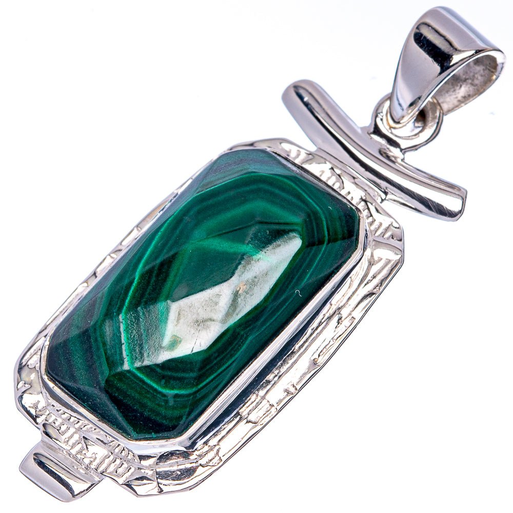 Premium Malachite 925 Sterling Silver Pendant 1 1/2" Ana Co P42258