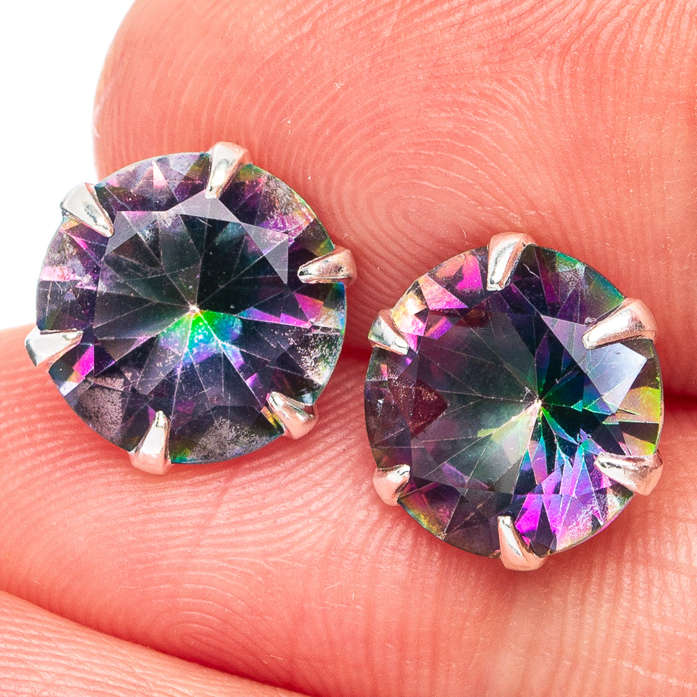 Dainty Mystic Topaz Earrings 3/8" (925 Sterling Silver) E2903