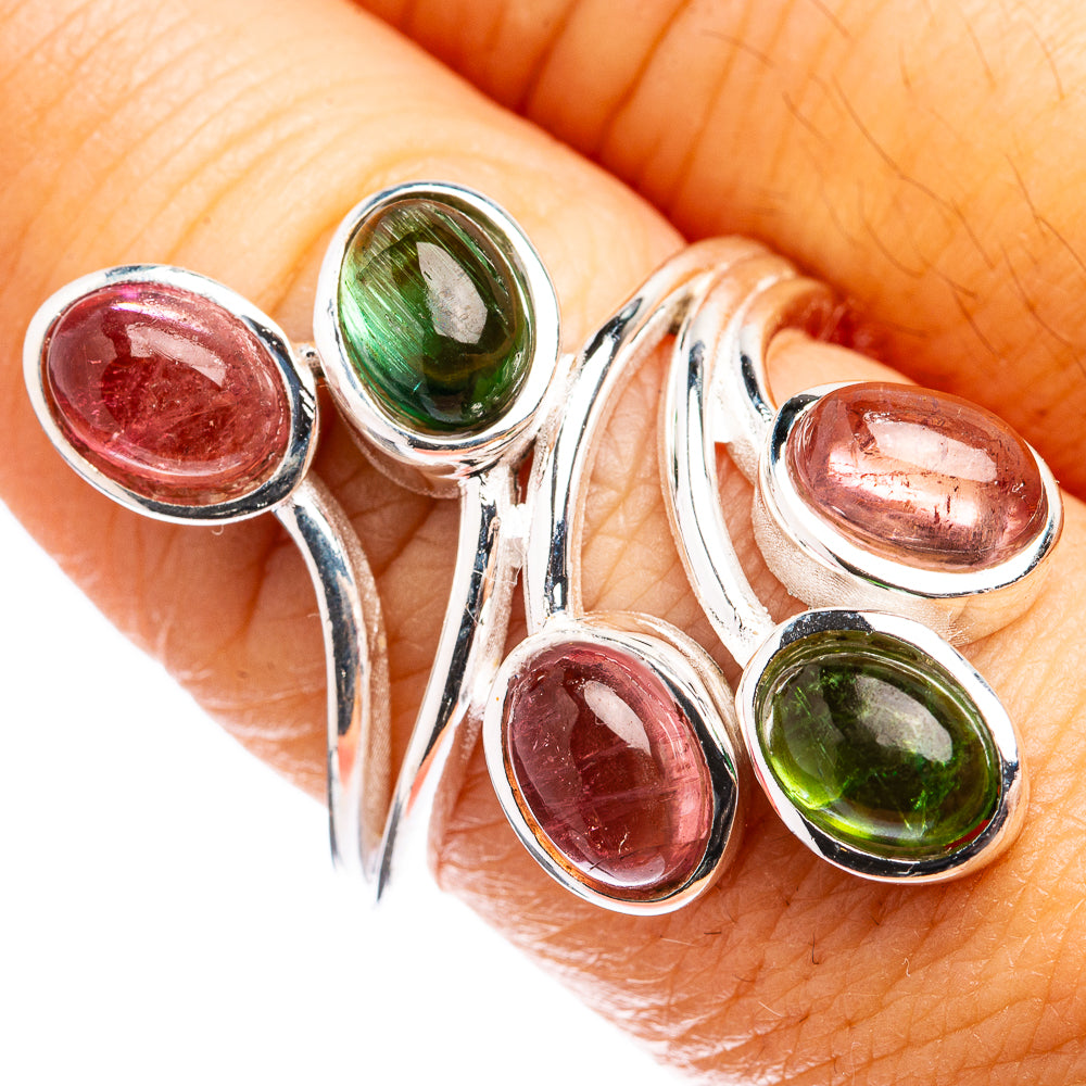 Pink Green Tourmaline Ring Size 7.75 (925 Sterling Silver) R142788