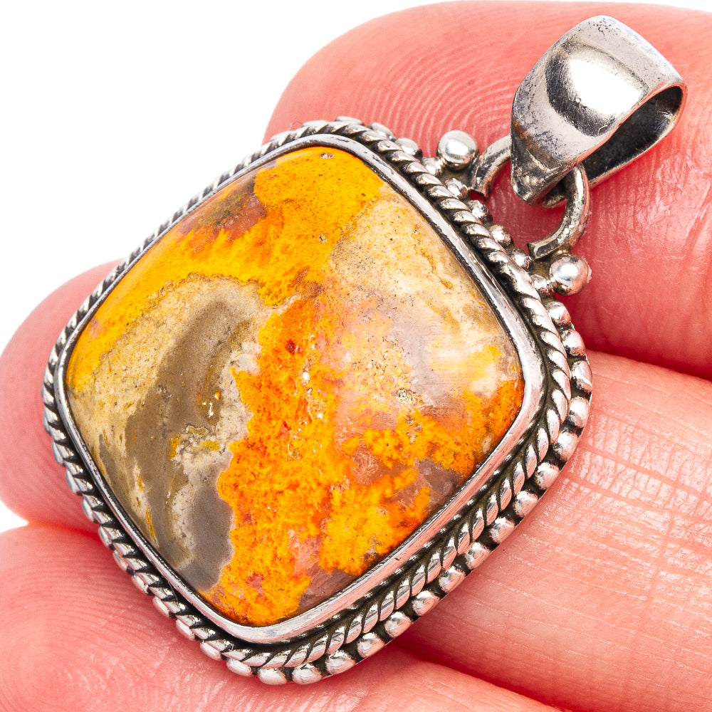 Bumble Bee Jasper Pendant 1 1/4" (925 Sterling Silver) P44051