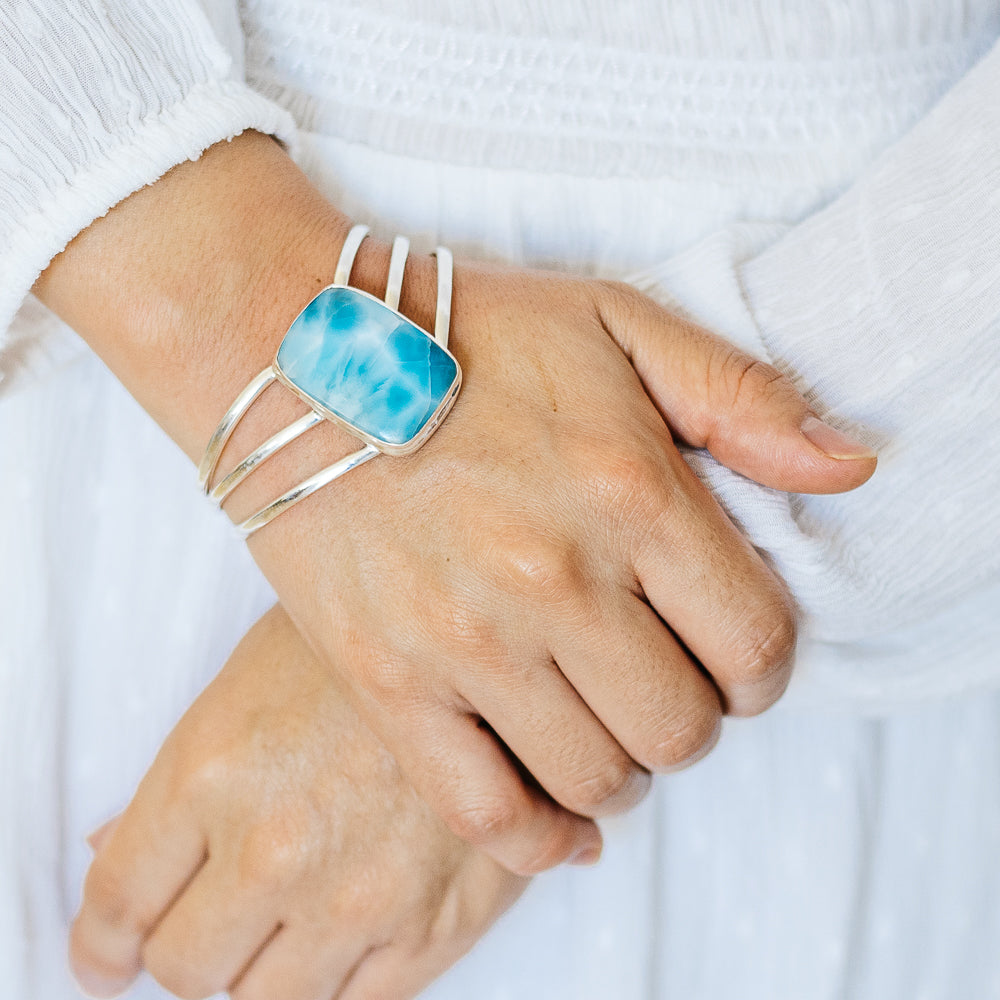 Larimar Cuff Bracelet (925 Sterling Silver) BR90287