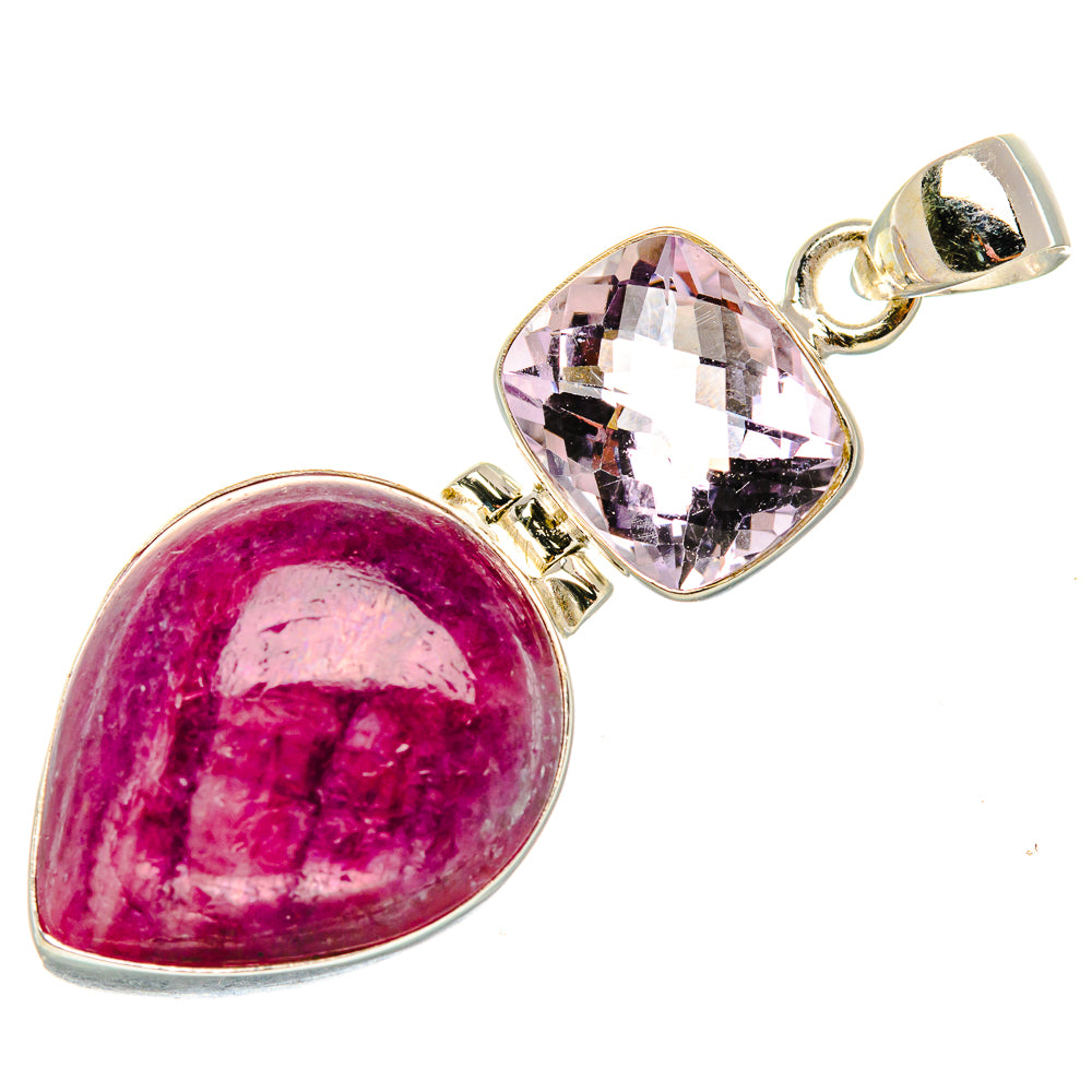 Ruby Fuchsite, Kunzite Pendant 1 7/8" (925 Sterling Silver) PD37981