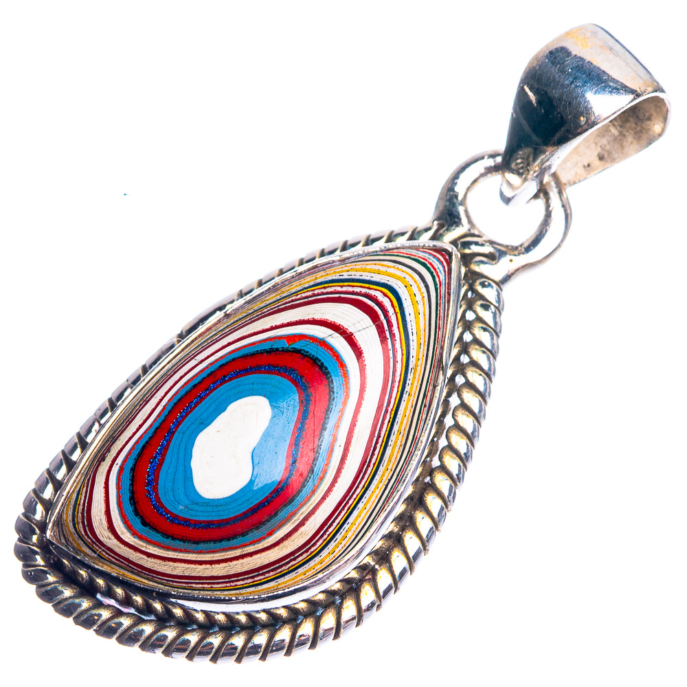 Fordite 925 Sterling Silver Pendant 1 3/8"