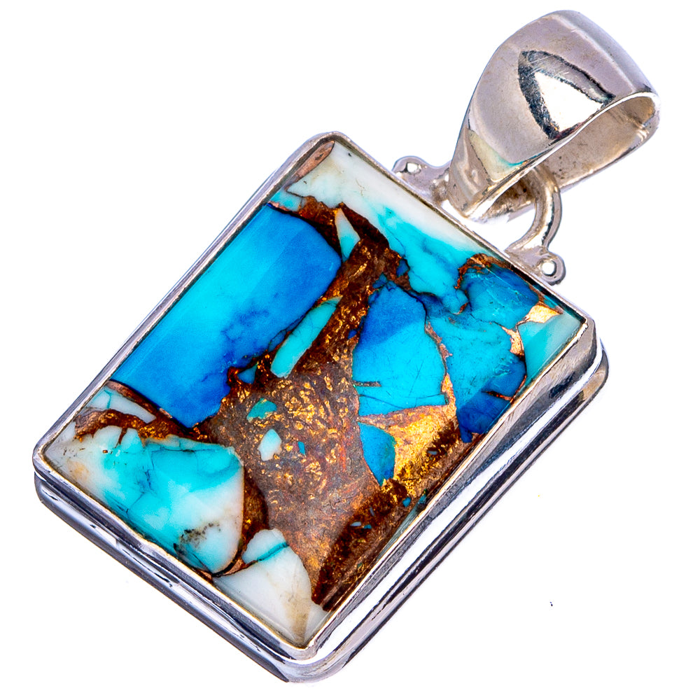 Ice Blue Daliah Mohave Turquoise Pendant 1 1/8" (.925 Sterling Silver)