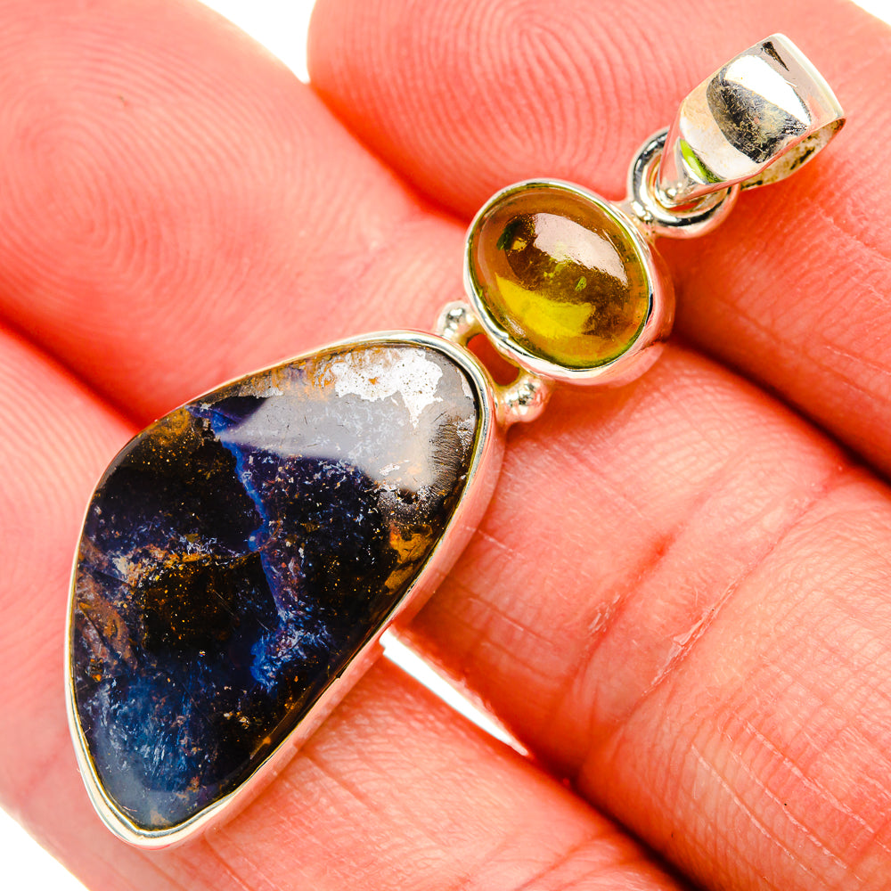 Boulder Opal, Peridot 925 Sterling Silver Pendant 1 7/8" (925 Sterling Silver) PD38432