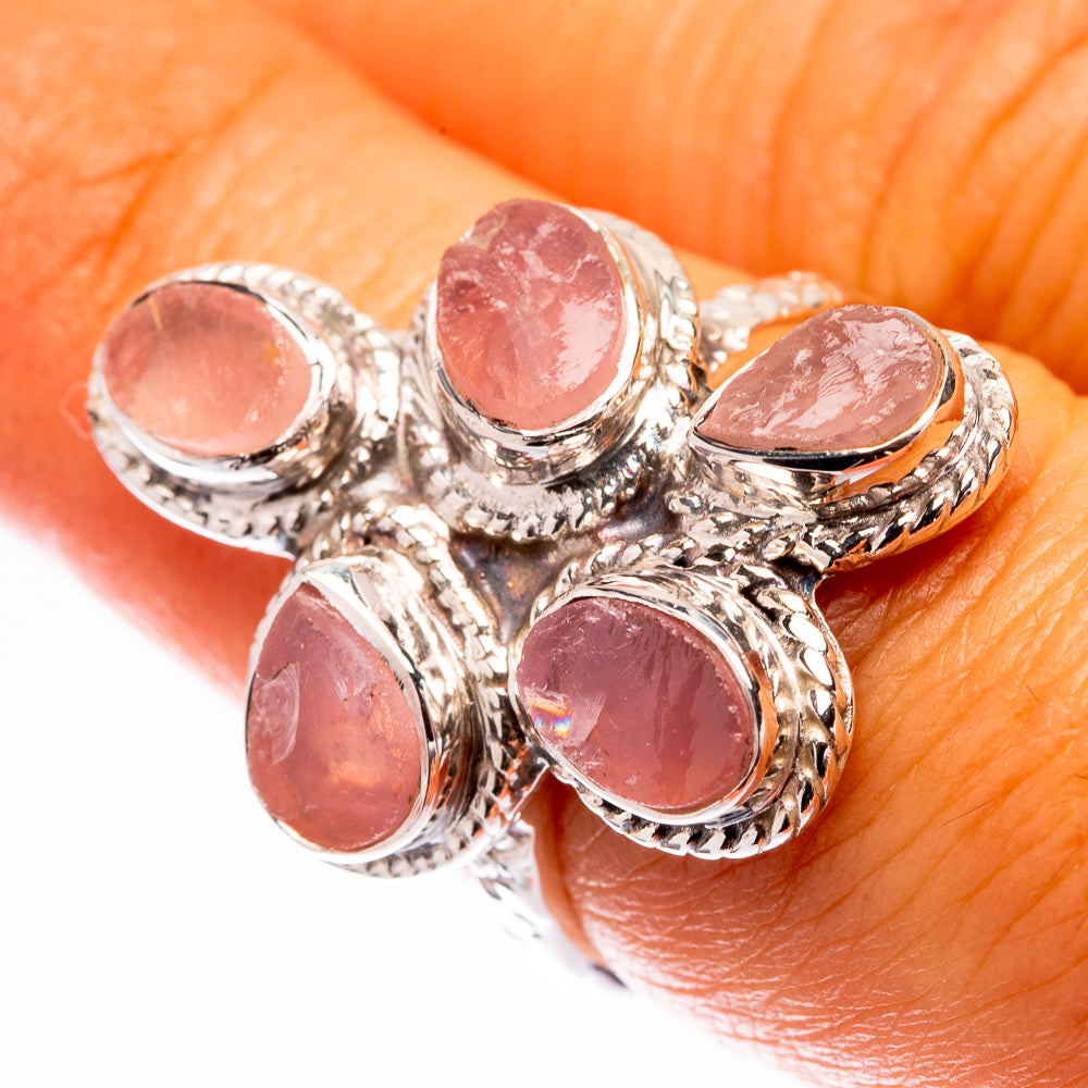 Premium Raw Rose Quartz Ring Size 7 (925 Sterling Silver) R141886