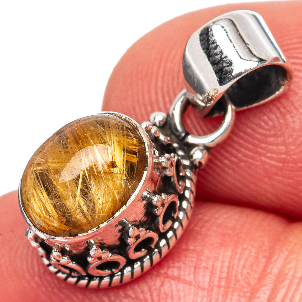 Rutilated Quartz Pendants 7/8" (925 Sterling Silver) P42336