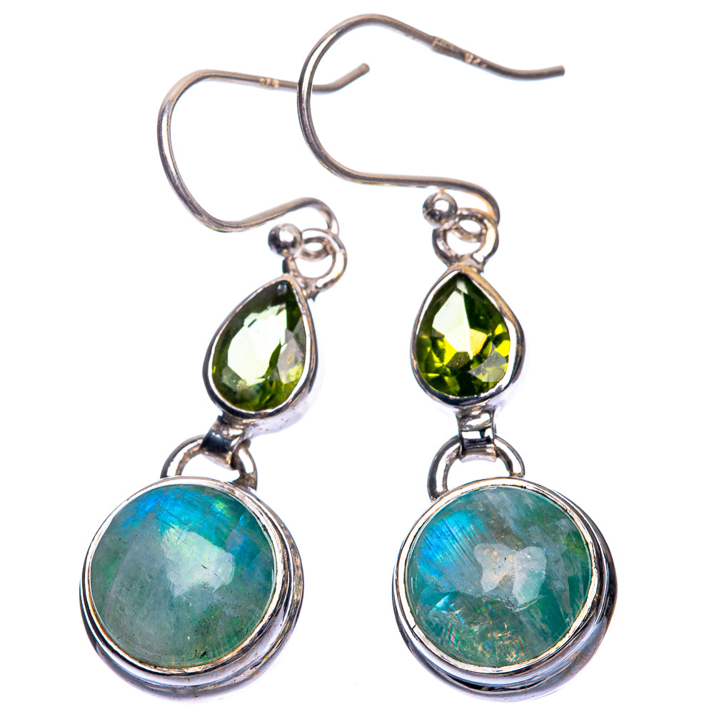 Green Moonstone, Peridot Earrings 1 1/2" (925 Sterling Silver) E432462