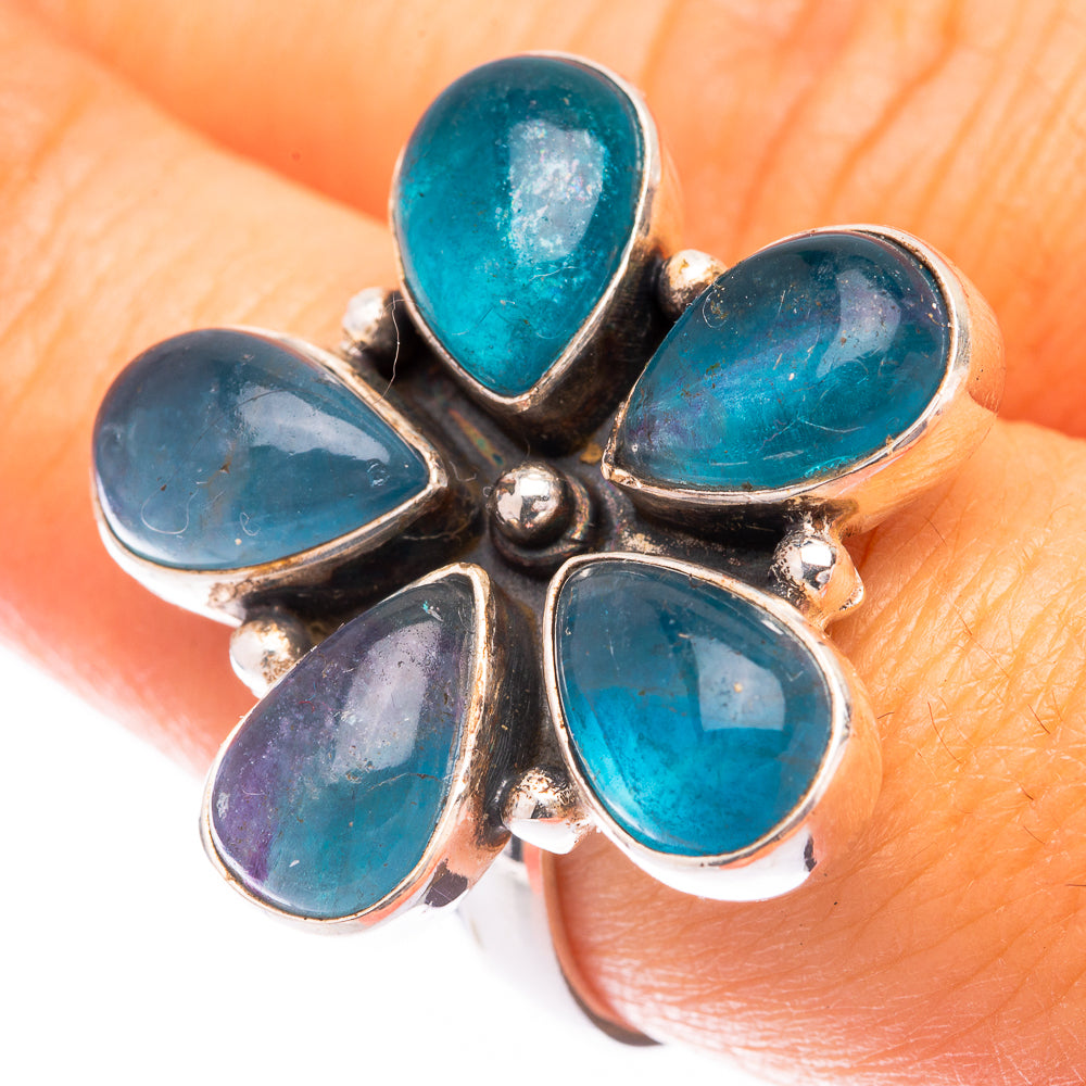 Large Blue Fluorite Ring Size 8.25 (925 Sterling Silver) R140814
