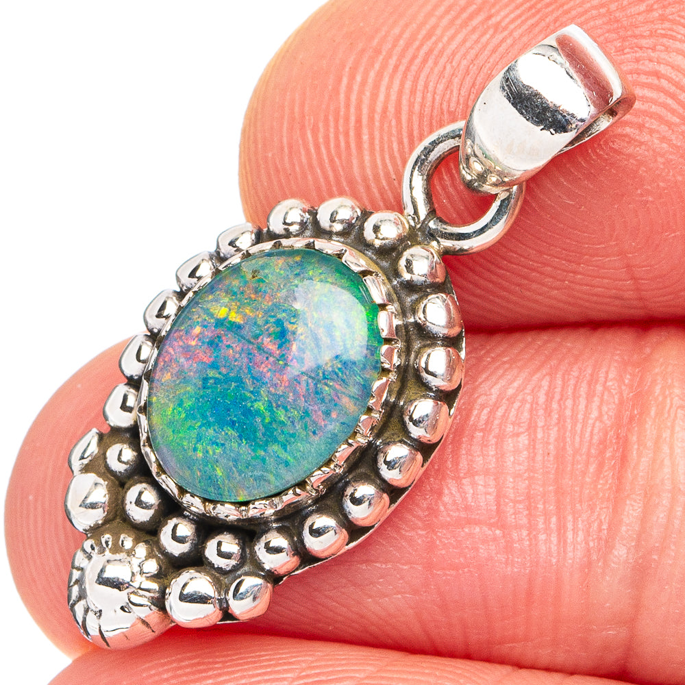 Rare Triplet Opal Pendant 1 1/8" (.925 Sterling Silver)