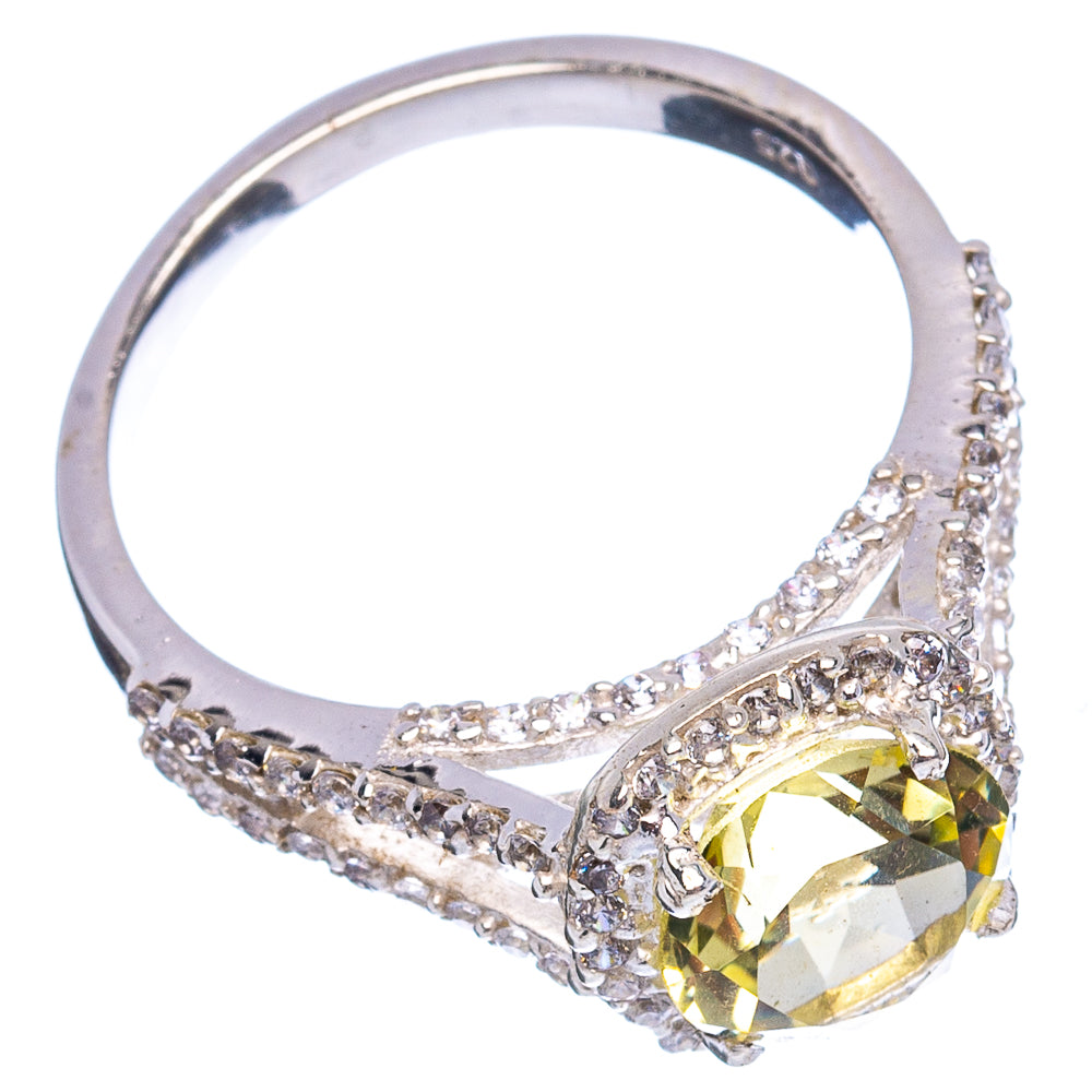 Lemon Quartz, Cubic Zirconia Ring Size 9 (.925 Sterling Silver)
