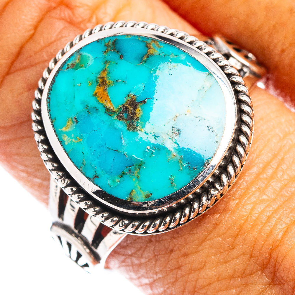 Native Style Mohave Turquoise Ring Size 9.75 (.925 Sterling Silver)
