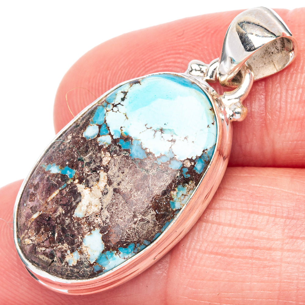 Rare Golden Hills Turquoise 925 Sterling Silver Pendant 1 3/8" (925 Sterling Silver) P41872