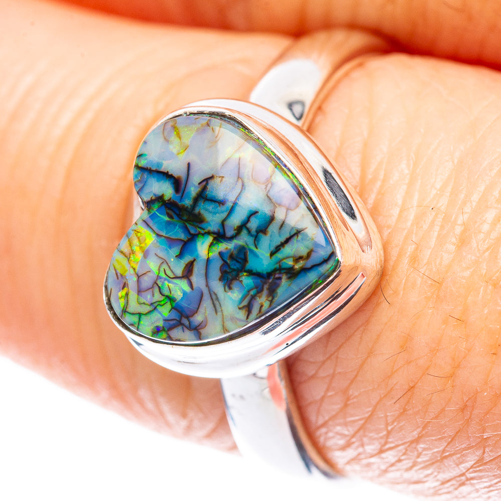 Rare Sterling Opal Heart Ring Size 8.25 (925 Sterling Silver) R2095