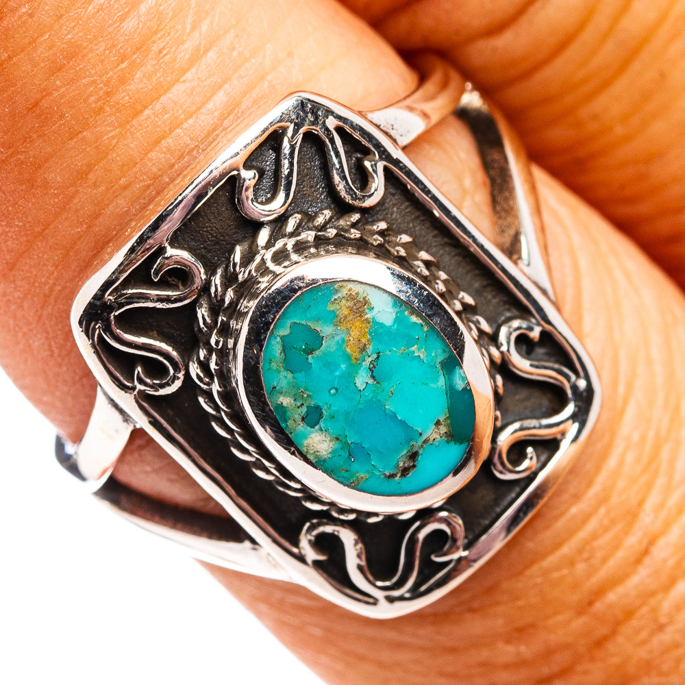 Native Style Mohave Turquoise Ring Size 7.5 (.925 Sterling Silver)