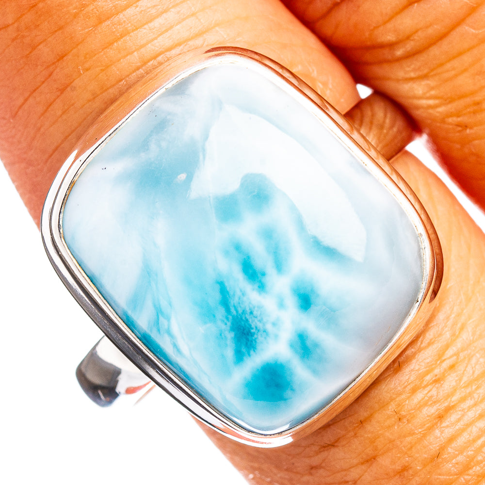 Premium Larimar Ring Size 10.75 (.925 Sterling Silver)