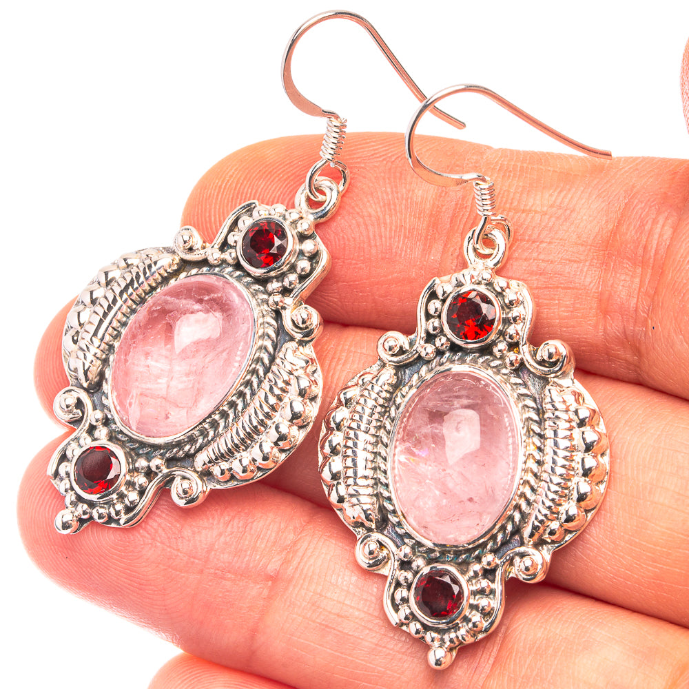 Signature Morganite, Garnet Earrings 1 7/8" (925 Sterling Silver) E432335
