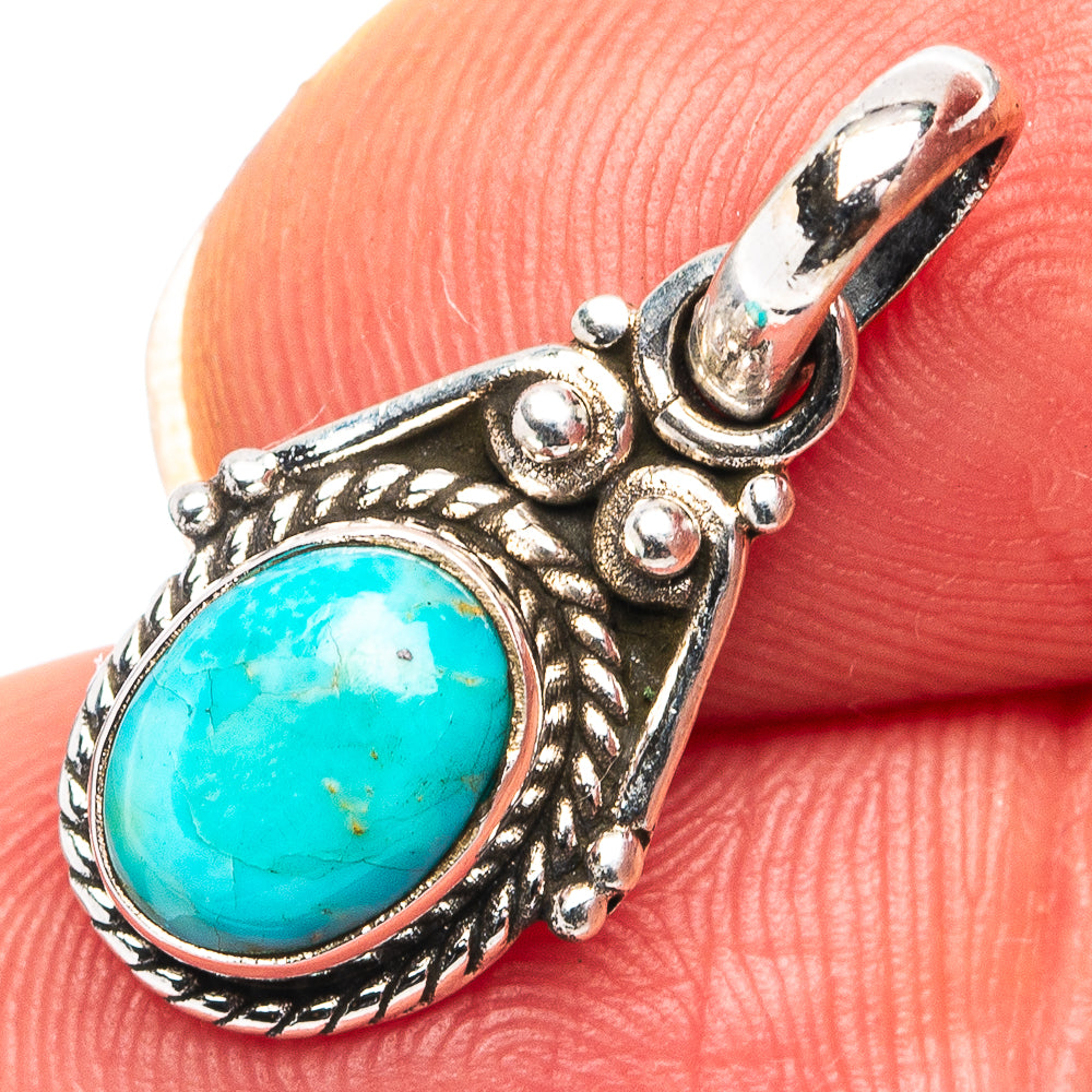 Mohave Turquoise Dainty Pendant 7/8" (.925 Sterling Silver)