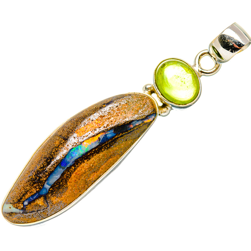 Boulder Opal, Peridot Pendant 2 1/4" (925 Sterling Silver) PD37985