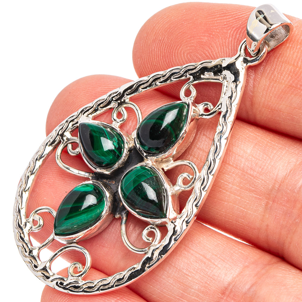 Malachite 925 Sterling Silver Premium Pendants 2" (925 Sterling Silver) P43717