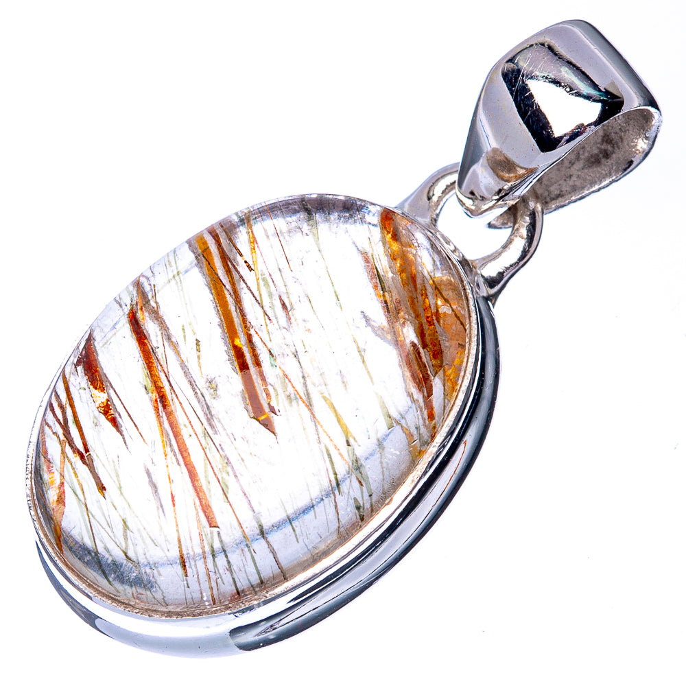 Golden Rutilated Quartz Pendant 1 1/4" (925 Sterling Silver) P40941