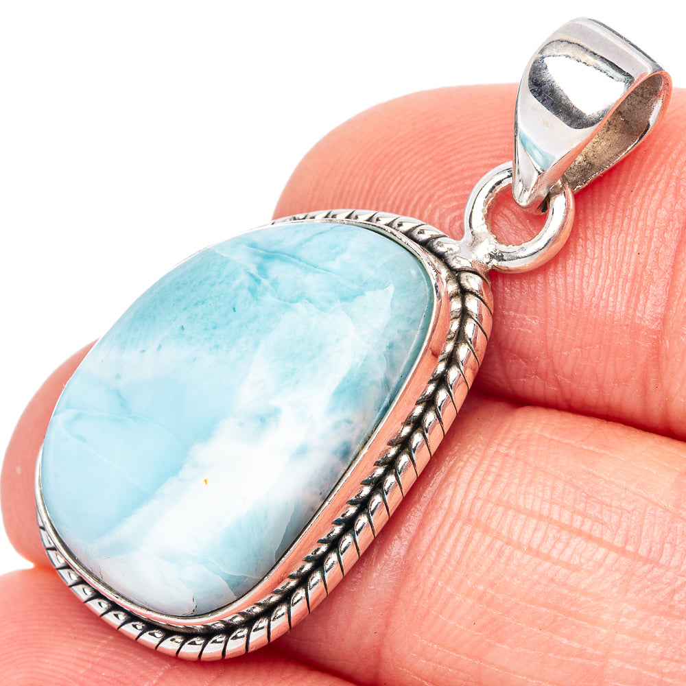 Larimar 925 Sterling Silver Pendant 1 3/8" (925 Sterling Silver) P42686