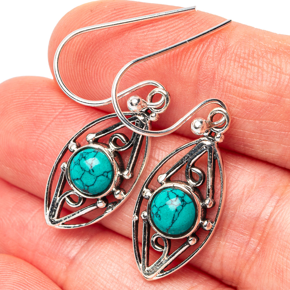Turquoise Howlite Earrings 1 1/2" (925 Sterling Silver) E3155